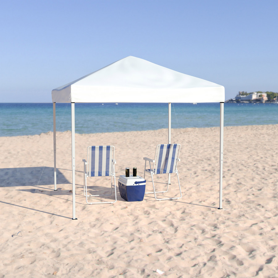 BLNK Harris Outdoor Pop Up Event Slanted Leg Canopy Tent with Carry Bag - White, 8'W x 8'L