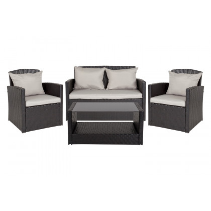 BLNK - Aransas Series Black Patio Set with Gray Back Pillows and Seat Cushions 4 Piece