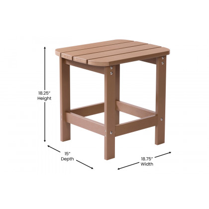 BLNK Charlestown Commercial All-Weather Poly Resin Wood Adirondack Side Table - Natural Cedar