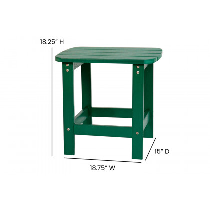 BLNK Charlestown Commercial All-Weather Poly Resin Wood Adirondack Side Table - Green