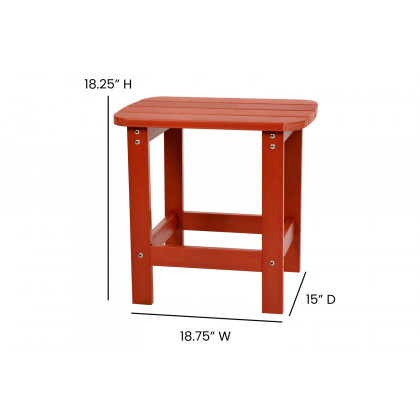BLNK Charlestown Commercial All-Weather Poly Resin Wood Adirondack Side Table - Red