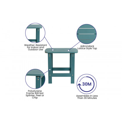 BLNK Charlestown Commercial All-Weather Poly Resin Wood Adirondack Side Table - Sea Foam