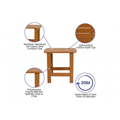BLNK - Charlestown Commercial All-Weather Indoor-Outdoor Poly Resin Wood Adirondack Side Table