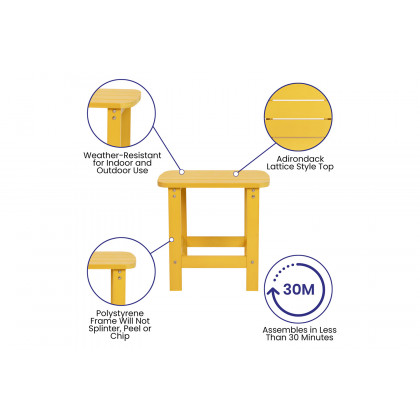 BLNK Charlestown Commercial All-Weather Poly Resin Wood Adirondack Side Table - Yellow