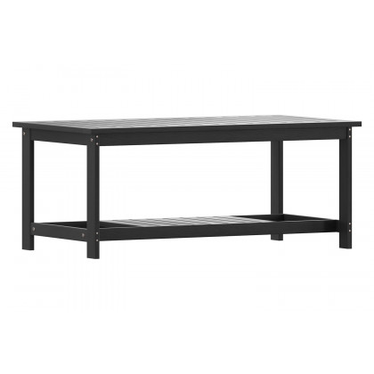 BLNK Charlestown Commercial All-Weather Poly Resin Wood Two Tiered Adirondack Slatted Coffee Conversation Table - Black