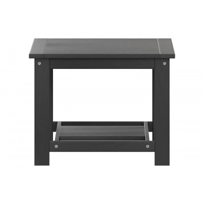 BLNK Charlestown Commercial All-Weather Poly Resin Wood Two Tiered Adirondack Slatted Coffee Conversation Table - Black