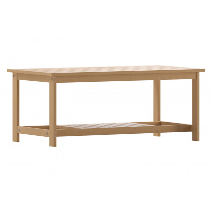 BLNK Charlestown Commercial All-Weather Poly Resin Wood Two Tiered Adirondack Slatted Coffee Conversation Table - Cedar