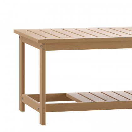 BLNK Charlestown Commercial All-Weather Poly Resin Wood Two Tiered Adirondack Slatted Coffee Conversation Table - Cedar