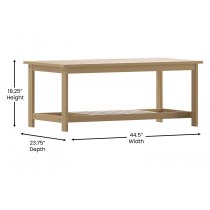 BLNK Charlestown Commercial All-Weather Poly Resin Wood Two Tiered Adirondack Slatted Coffee Conversation Table - Cedar
