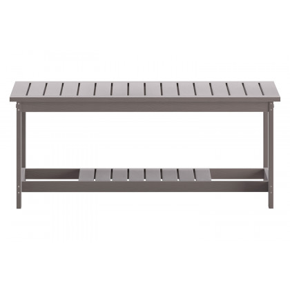 BLNK Charlestown Commercial All-Weather Poly Resin Wood Two Tiered Adirondack Slatted Coffee Conversation Table - Gray