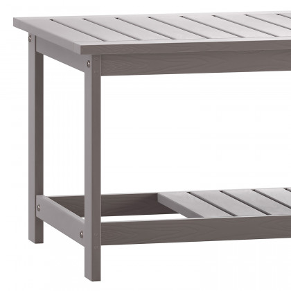 BLNK Charlestown Commercial All-Weather Poly Resin Wood Two Tiered Adirondack Slatted Coffee Conversation Table - Gray
