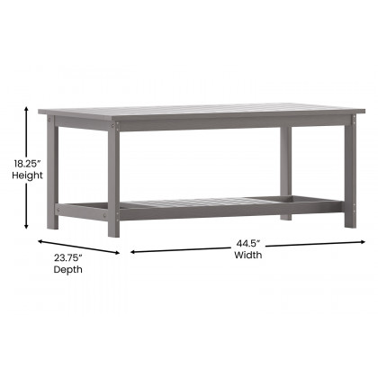 BLNK Charlestown Commercial All-Weather Poly Resin Wood Two Tiered Adirondack Slatted Coffee Conversation Table - Gray