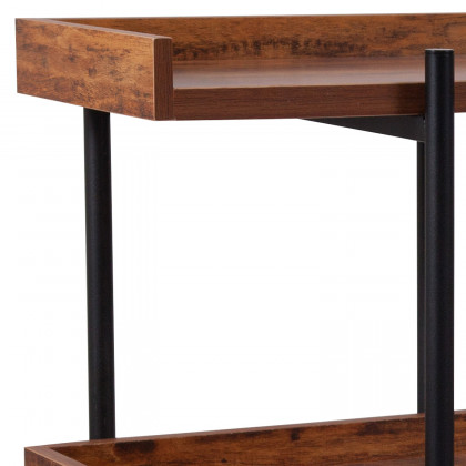 BLNK - Mayfair 3 Shelf Storage Display Unit Bookcase with Black Metal Frame in Rustic Wood Grain Finish
