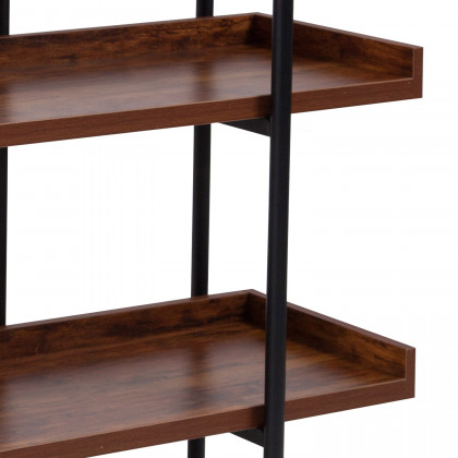 BLNK - Mayfair 3 Shelf Storage Display Unit Bookcase with Black Metal Frame in Rustic Wood Grain Finish