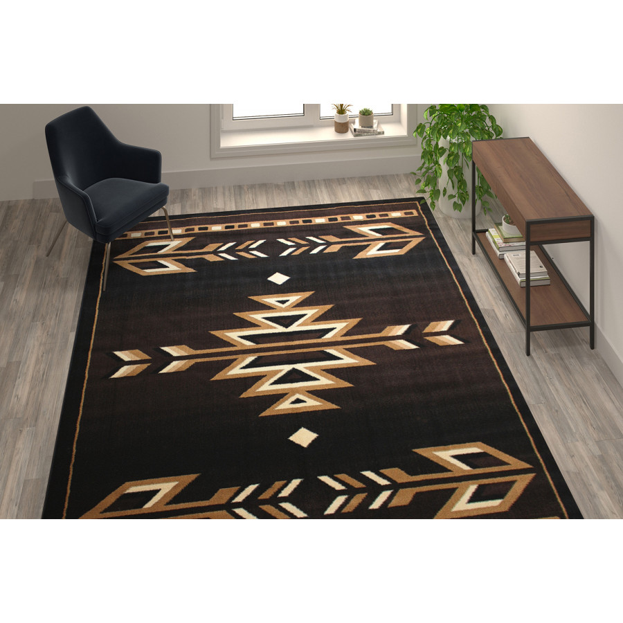 BLNK Amado Collection Southwestern Style Olefin Accent Area Rug with Jute Backing - Brown, 8'W x 10'L