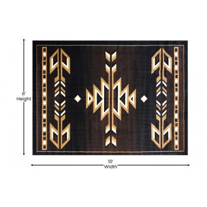 BLNK Amado Collection Southwestern Style Olefin Accent Area Rug with Jute Backing - Brown, 8'W x 10'L
