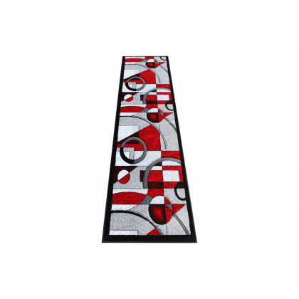 BLNK Elias Collection Geometric Abstract Olefin Area Rug with Jute Backing - Red, 2'W x 7'L