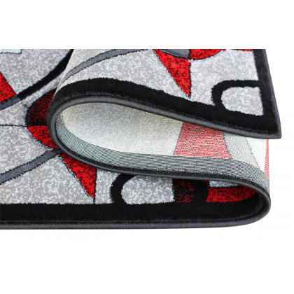 BLNK Elias Collection Geometric Abstract Olefin Area Rug with Jute Backing - Red, 2'W x 7'L
