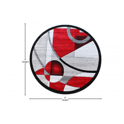 BLNK - Elias Collection Geometric Abstract Round Olefin Area Rug with Jute Backing