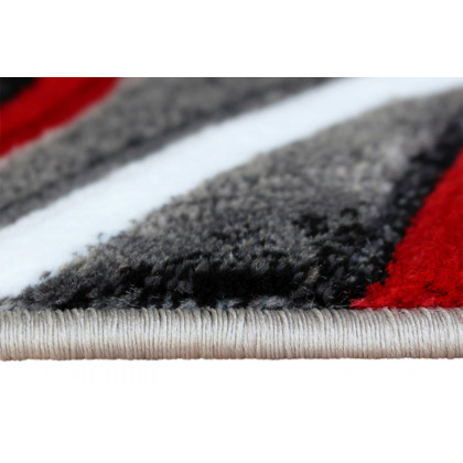 BLNK Atlan Collection Abstract Olefin Area Rug with Jute Backing - Red, 2'W x 7'L