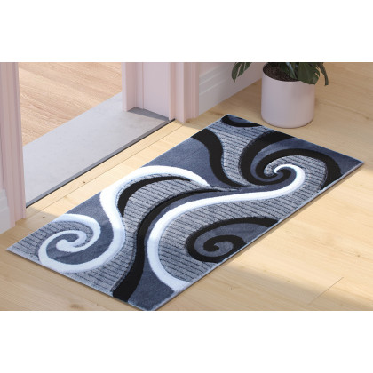 BLNK - Athos Collection Abstract Olefin Area Rug with Jute Backing