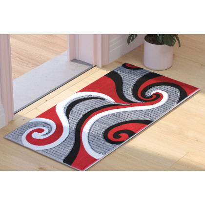 BLNK - Athos Collection Abstract Olefin Area Rug with Jute Backing