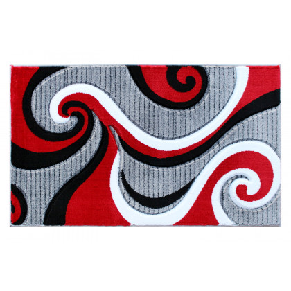 BLNK Athos Collection Abstract Olefin Area Rug with Jute Backing - Red, 2'W x 3'L
