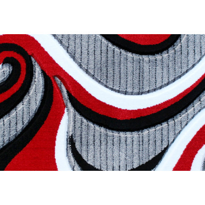 BLNK Athos Collection Abstract Olefin Area Rug with Jute Backing - Red, 2'W x 3'L