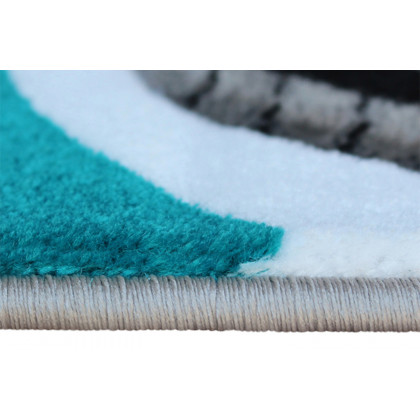 BLNK Athos Collection Abstract Olefin Area Rug with Jute Backing - Turquoise, 2'W x 3'L