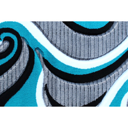 BLNK Athos Collection Abstract Olefin Area Rug with Jute Backing - Turquoise, 2'W x 3'L
