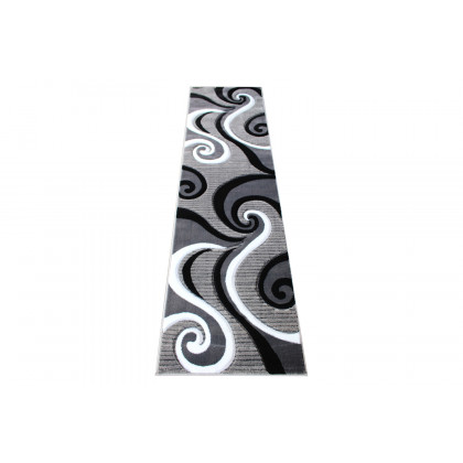BLNK Athos Collection Abstract Olefin Area Rug with Jute Backing - Gray, 2'W x 7'L