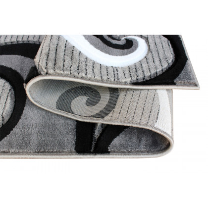 BLNK Athos Collection Abstract Olefin Area Rug with Jute Backing - Gray, 2'W x 7'L