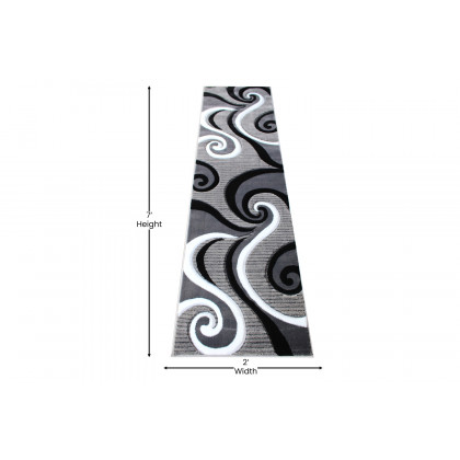 BLNK Athos Collection Abstract Olefin Area Rug with Jute Backing - Gray, 2'W x 7'L