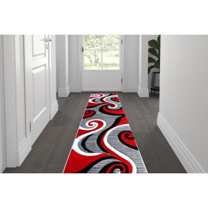 BLNK - Athos Collection Abstract Olefin Area Rug with Jute Backing