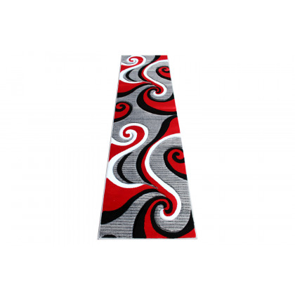 BLNK Athos Collection Abstract Olefin Area Rug with Jute Backing - Red, 2'W x 7'L