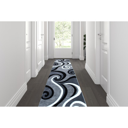 BLNK - Athos Collection Abstract Olefin Area Rug with Jute Backing