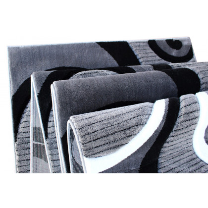 BLNK Athos Collection Abstract Olefin Area Rug with Jute Backing - Gray, 3'W x 10'L