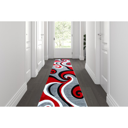 BLNK - Athos Collection Abstract Olefin Area Rug with Jute Backing