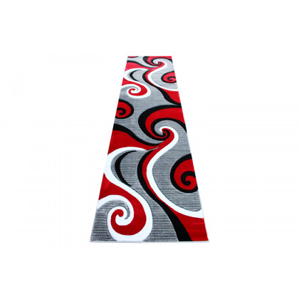 BLNK Athos Collection Abstract Olefin Area Rug with Jute Backing - Red, 3'W x 10'L