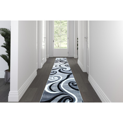 BLNK - Athos Collection Abstract Olefin Area Rug with Jute Backing