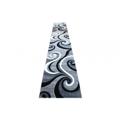 BLNK Athos Collection Abstract Olefin Area Rug with Jute Backing - Gray, 3'W x 16'L