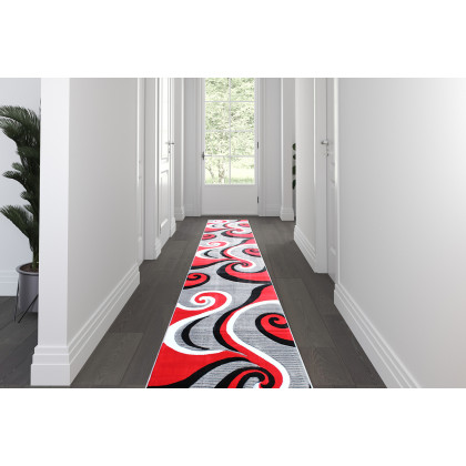 BLNK - Athos Collection Abstract Olefin Area Rug with Jute Backing