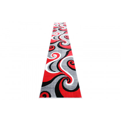 BLNK Athos Collection Abstract Olefin Area Rug with Jute Backing - Red, 3'W x 16'L