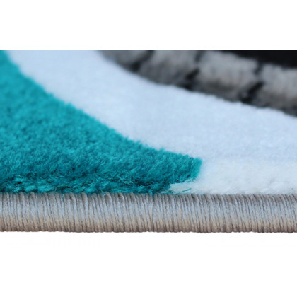 BLNK Athos Collection Abstract Olefin Area Rug with Jute Backing - Turquoise, 3'W x 16'L