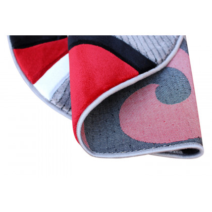 BLNK Athos Collection Abstract Olefin Area Rug with Jute Backing - Red, 4'W x 4'L
