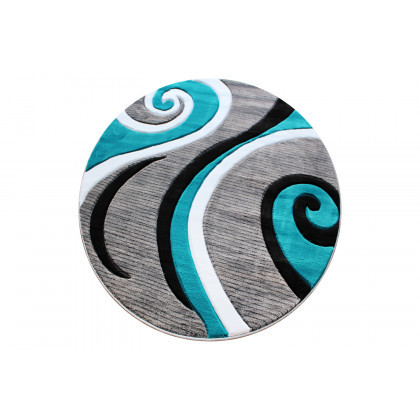 BLNK Athos Collection Abstract Olefin Area Rug with Jute Backing - Turquoise, 4'W x 4'L