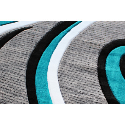 BLNK Athos Collection Abstract Olefin Area Rug with Jute Backing - Turquoise, 4'W x 4'L