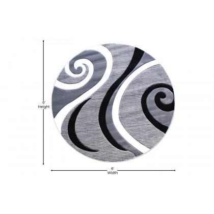 BLNK Athos Collection Abstract Olefin Area Rug with Jute Backing - Gray, 5'W x 5'L