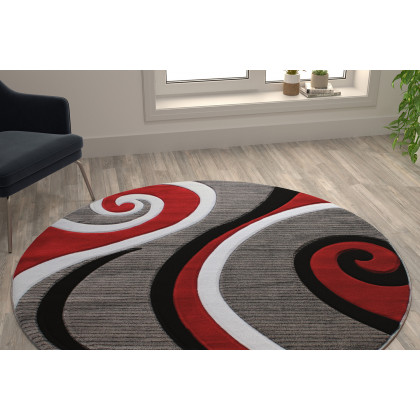 BLNK - Athos Collection Abstract Olefin Area Rug with Jute Backing