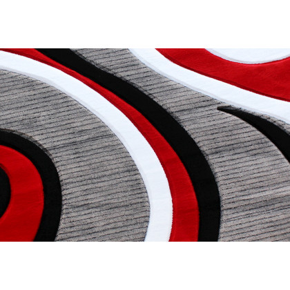 BLNK Athos Collection Abstract Olefin Area Rug with Jute Backing - Red, 5'W x 5'L